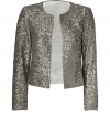 Glamorous no matter how you pair it, Zadig & Voltaires allover sequined cardigan is a statement-making separate perfect for polishing cocktail looks - Collarless, long sleeves, open front - Cropped, straight silhouette - Wear with everything from tees and leather leggings to cocktail sheaths and heels