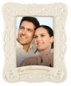 Never forget an anniversary. Crafted of glazed ivory porcelain, this Portrait Gallery picture frame from Lenox features scrolling vines and goldtone accents to complement a beautiful couple. Qualifies for Rebate