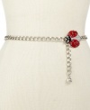 A lucky ladybug adds whimsy to this chain belt from Kenneth Jay Lane. With a ladybug charm shimmering with stones and colorful enamel.