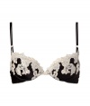 Kittenish black and ivory push-up bra - Turn up the heat in this luxe silk-blend bra - Sexy push-up fit thats perfect under any outfit - Wear under your favorite blouse or on its own! - Made by La Perla, the high-end lingerie company loved by A-list celebrities