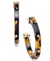 Hoop earrings for the retro lover! Lauren Ralph Lauren takes trendy tortoise resin and adds golden screw studs for an edgy effect. Crafted in 14k gold-plated mixed metal. Approximate diameter: 1-1/5 inches.