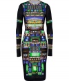 Add an instant upgrade to your cocktail-ready style with this bold printed body-con dress from Peter Pilotto - Round neck, long sleeves, pencil skirt, allover artful print - Fitted silhouette - Wear with a slim trench and platform pumps