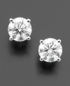 Simple sophistication. These round-cut diamond studs (1 ct. t.w.) are set in gleaming 14k white gold.