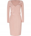 Ultra feminine and equally flattering, Emilio Puccis rose silk dress is a romantic take on all-season elegance - V-neckline with tie, long sleeves, zippered cuffs, hidden side zip at waist, kick pleat - Softly tailored bodice, fitted skirt - Pair with flawless patent leather pumps and an oversized carryall tote for work, or dress up with strappy sandals and a box clutch for cocktails