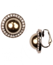 Darling studs for non-pierced ears. Givenchy's sparkling style features blush-colored glass pearls surrounded by sparkling glass accents. Approximate diameter: 3/4 inch.