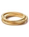 Lauren by Ralph Lauren's hammered 14 karat gold plated bangles bring sophisticated shine to your look.