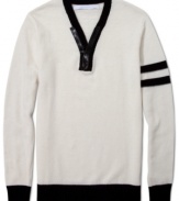 Riding the zip line: Sean John gives the classic V-neck sweater a modern makeover.