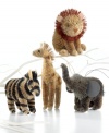 Go wild this Christmas with safari animals that look as cute as can be all year round. Zebra, rhino, giraffe and lion ornaments are full of personality in spiky buri from Martha Stewart Collection.