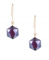 Kenneth Cole New York's faceted bead drop earrings may be delicate by design, but their potent shade of purple packs a punch--making them a stylish choice for the fall season. Crafted in gold tone mixed metal and violet-colored organic glass. Approximate drop: 1-1/2 inches.