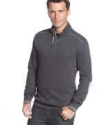 A hidden placket raises the bar for looking good layers with this sweater from Boss Black.