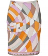 With a modern take on the classic Pucci print, this sexy-yet-chic pencil skirt will elevate your workweek attire - Classic pencil silhouette, pull-on style, all-over geometric print - Wear with a tie-neck blouse, a bold shoulder blazer, and platform pumps