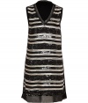 Sparkle into new season sophistication in Day Birger et Mikkelsens bead embellished dress, detailed in cool monochrome coloring for that retro-modern feel - V-neckline, sleeveless, black back, sheer hemline - Easy straight fit - Team with statement heels and a shimmering metallic clutch