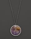 Diamonds circle faceted purple charoite set in blackened sterling silver. By Di Massima.