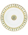 For any elegant holiday affair the Bernardaud Constance Dinnerware Collection makes for timeless presentation of your seasonal fare. Ornate design inspired by the Empire Period with gold outlined acorn and oak leaves that symbolize strength and longevity. A dash a sage rims each piece behind a golden laurel vine while touches of red with gold trim further complement the pattern. A dramatic addition to any holiday table, also can be used as a display piece.