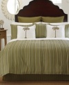 Set sail to an exotic haven with this Portside comforter set from Tommy Bahama, featuring large olive green railroad stripes. Reverses to medium railroad stripes.