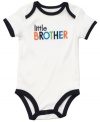 Make it apparent he know his place and loves it with this fun familial bodysuit from Carter's.