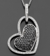 Love shines in every shade. This diamond heart necklace from Caviar by Effy Collection features black and white diamonds (7/8 ct. t.w.) set in 14k white gold. Approximate length: 18 inches. Approximate drop: 1-1/4 inches.