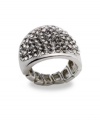 Bling it on! Style&co.'s glitzy bling ring is a fun finishing touch for your next night on the town. Made in silver tone mixed metal with sparkling glass crystal accents, the stretch design adjusts to fit finger. Approximate diameter: 1 inch.