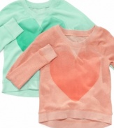 Sherbert-hued love. She'll wear her heart front and center with this French terry sweatshirt from Sugar Tart.