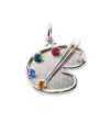 Work of art: Rembrandt's artist palette charm celebrates creativity with eye-catching, colorful crystal embellishments. Made in sterling silver, it's engravable for personalized gift-giving. Approximate drop: 1 inch.