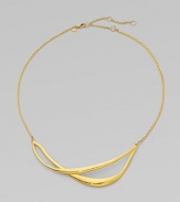 Two simple, elegant strands overlap one another in this golden design with a modern edge.18k goldplatedLength, about 16 with 3 extenderLobster claspMade in USA