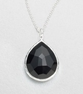 A bold drop of faceted onyx on a delicate sterling silver chain link.Onyx Sterling silver Length, about 18 Pendant length, about 1 Pendant width, about ¾ Lobster clasp closure Imported 