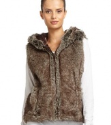 THE LOOKFaux fur designHoodFront zip closureSleevelessSide seam pocketsTHE FITAbout 23 from shoulder to hemTHE MATERIALAcrylic Fully linedCARE & ORIGINDry cleanImportedModel shown is 5'10 (177cm) wearing US size S/M. 