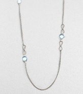 From the Infinity Collection. A long delicate sterling silver strand is accented with blue topaz stones.Blue topaz Sterling silver Length, about 46 Toggle clasp Imported