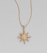 Dazzle in this sparkling piece with a diamond encrusted starburst pendant on a 14k gold chain. Diamonds, .12 tcw14k goldLength, about 16Pendant size, about 1L X ¾ WSpring ring closureMade in USA 