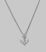 From the Tiny Treasures Collection. Sparkling anchor charm in diamonds set in 18k white gold.Diamonds, 0.16 tcw Chain length adjusts from about 16 to 18 Pendant length, about ½ Lobster clasp Made in Italy