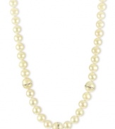 Elegance defined. This pretty necklace combines cultured freshwater pearls (8-10 mm) and cubic zirconia accents in a polished 18k gold over sterling silver setting. Approximate length: 18 inches.