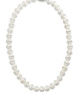 Unrivaled elegance. This rhodium-plated sterling silver necklace features a winning combination of cultured freshwater pearls (10-11 mm) and sparkling Austrian crystals (2 mm) in a unique halo design. Clasp is crafted in a filigree pattern. Approximate length: 18 inches.