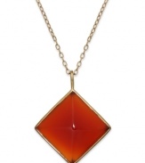 A pyramid with panache. Studio Silver's necklace, crafted from 18k gold over sterling silver, features a carnelian (11-1/2 ct. t.w.) pendant for a look that's truly fashion-forward. Approximate length: 18 inches. Approximate drop: 1 inch.