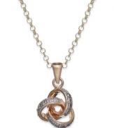 An elegant embrace. Victoria Townsend's necklace, set in 18k gold over sterling silver, features a pendant adorned with diamond accents for a lustrous touch. Approximate length: 18 inches. Approximate drop: 3/4 inch.