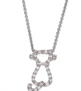 Kitten couture. B. Brilliant's cat pendant dazzles with round-cut cubic zirconias (1/3 ct. t.w.) adding a lustrous touch. Crafted from sterling silver. Approximate length: 18 inches + 3-inch extender. Approximate drop length: 5/8 inch. Approximate drop width: 1/2 inch.