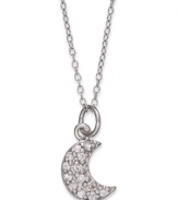 Light up the night, and your look! B. Brilliant's beautiful moon pendant twinkles with the addition of round-cut cubic zirconias (1/8 ct. t.w.). Crafted in sterling silver. Approximate length: 18 inches + 3-inch extender. Approximate drop: 5/8 inch.