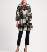 Featuring an intriguing print and made from Italian fabrication, a brilliant coat with a silhouette-defining tie belt.Oversized notched collarThree-quarter sleevesButton closureSelf-tie beltSlash pocketsFully linedAbout 35 from shoulder to hemWool/alpaca/acrylic/polyamide/polyesterDry cleanImported of Italian fabric Model shown is 5'10½ (179cm) wearing US size 4. 