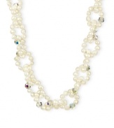 Go for a subtle hint of shimmer. This beautiful necklace highlights cultured freshwater pearls and sparkling Swarovski crystal accents. Set in sterling silver. Approximate length: 16 inches + 2-inch extender.