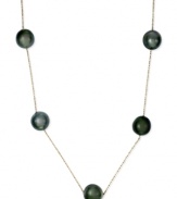 Add a hint of heirloom charm. EFFY Collection's luxe five-station necklace features cultured Tahitian pearls (9-10 mm) strung from a delicate 14k gold chain. Approximate length: 18 inches.