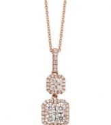 Square appeal. Le Vian's necklace and pendant, set in 14k rose gold, light up the night with diamonds (5/8 ct. t.w.) in stunning fashion. Approximate length: 18 inches. Approximate drop: 1 inch.