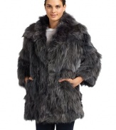 THE LOOKPlush pieced fox furModified point collarConcealed hook-and-bar closureLong sleevesDual front slash pocketsTHE FITAbout 31 from shoulder to hTHE MATERIALDyed fox furFully linedCARE & ORIGINDry clean by fur specialistImportedFur origin: ChinaModel shown is 5'10 (177cm) wearing US size S/M. 