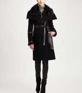 A jacket that offers a brilliant combination of buttery leather and luxurious toscana sheep fur. Its asymmetrical zipper adds to this style's sartorial mystique.Asymmetrical front zipperLambskin leather and fur detailsSlash pocketsSelf-tie beltFully linedAbout 40 from shoulder to hem70% wool/20% polyamide/10% cashmereDry clean by fur and leather specialistImported of Italian fabricFur origin: Turkey Model shown is 5'10 (177cm) wearing US size Small. 