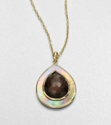 From the Ondine Collection. Faceted smokey quartz surrounded by rich brown shell set in radiant 18k gold on a link chain. Smokey quartzBrown shell18k goldLength, about 16 to 18 adjustable Lobster clasp closureImported 