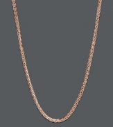 An intricate layer in trendy caramel color. This 14k rose gold chain features a wheat link design. Approximate length: 20 inches.