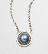 From the Gauntlet Collection. Stunning grey mabe pearl set in 24k gold and hammered sterling silver on a link chain. Grey cultured mabe pearl18k goldSterling silverLength, about 16 to 18 adjustablePendant size, about 1Pelican clasp closureImported