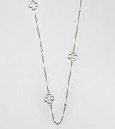 From the Soho Collection. A delicate sterling silver link chain accented with clover and white sapphire stations. Sterling silverWhite sapphiresLength, about 48Slip-on styleImported 