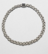 From the Classic Chain Collection. This nature-inspired style from a socially and environmentally responsible brand features intricately designed sterling silver chains in a braided style accented with a black sapphire encrusted closure. Sterling silverBlack sapphireLength, about 18Push clasp closureImported