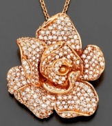 Untamed beauty, like that of a wild rose. This pendant from Effy Collection features round-cut diamonds (1/3 ct. t.w.) set in 14k rose gold. Approximate length: 18 inches. Approximate drop: 3/4 inch.