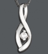 Go with the flow with this sterling silver single swirl Wrapped in Love(tm) pendant encircling a classic round-cut diamond (1/10 ct. t.w.). Approximate length: 18 inches. Approximate drop: 1-1/2 inches.