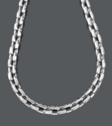 Durable style for a man on the move. This modern men's necklace features a chic, square link set in stainless steel. Approximate length: 24 inches.